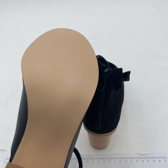 FSJ Black Pointed Toe Pumps Buckle Ankle Strap Chunky Heels Elegant Shoes - Picture 5 of 7